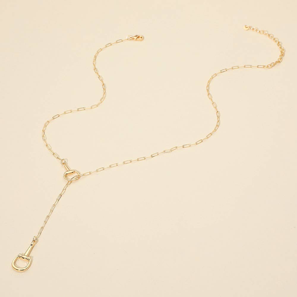 HORSEBIT PAPERCLIP CHAIN NECKLACE: GOLD