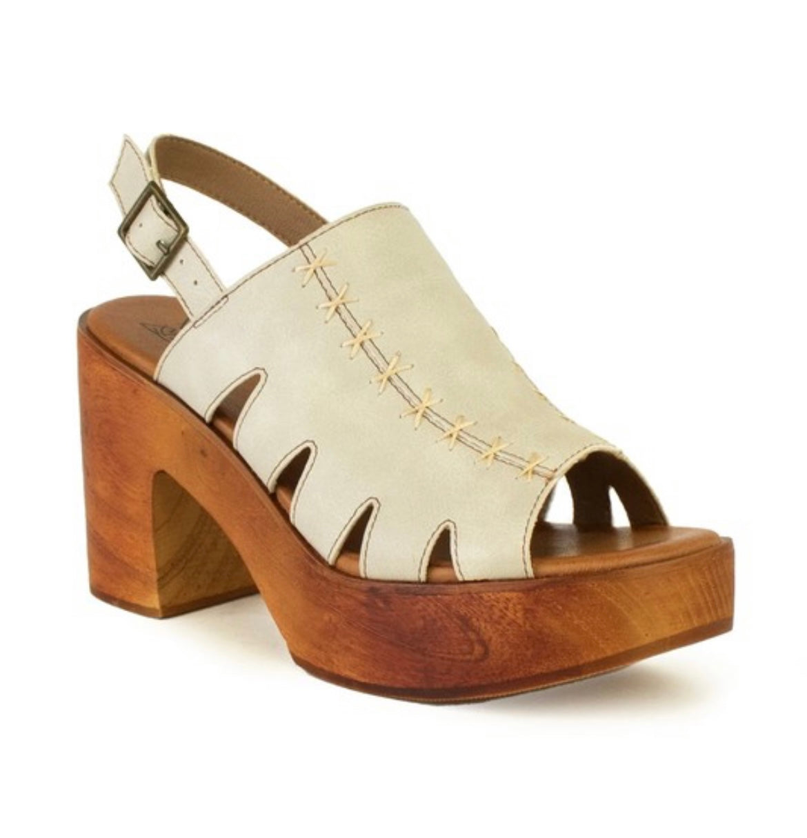 PRESLEY PLATFORM SANDAL: CREAM