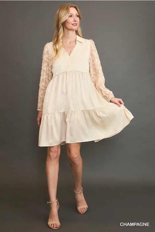 CHAMPAGNE SATIN DRESS