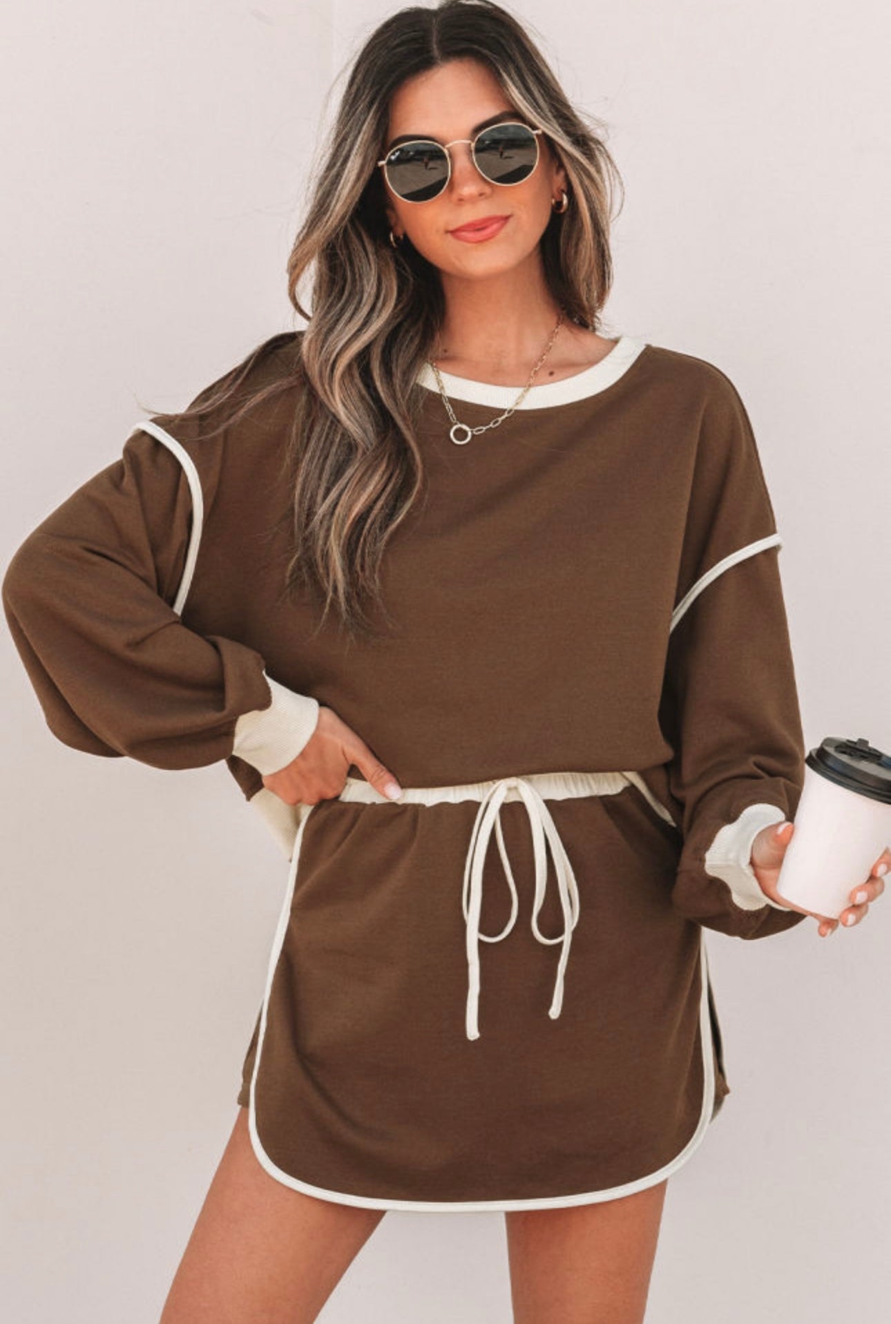 BROWN SKORT SET