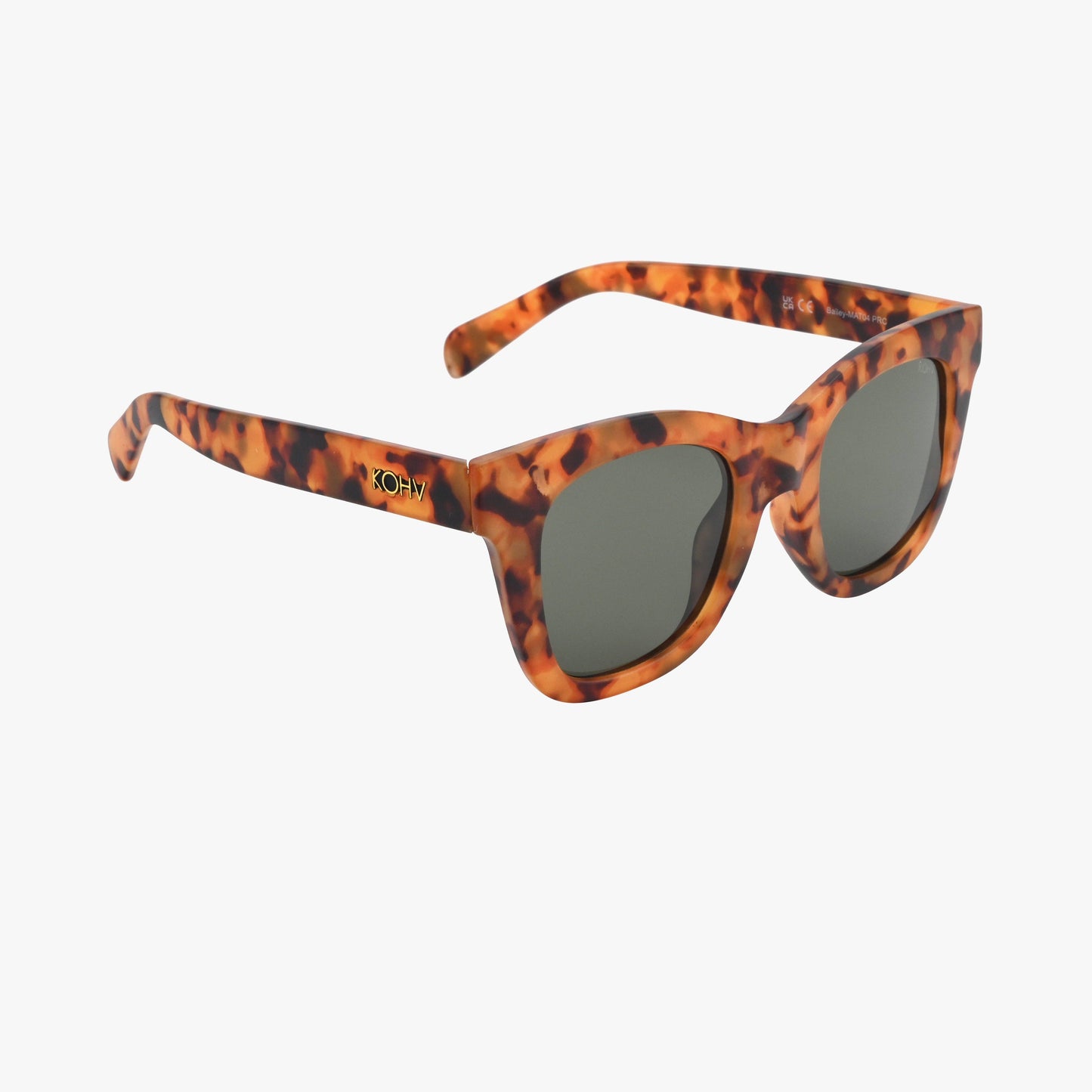 BAILEY MATTE TORTOISE Polarized Oversized Square Sunglasses: Amber Matte / Matte / Green