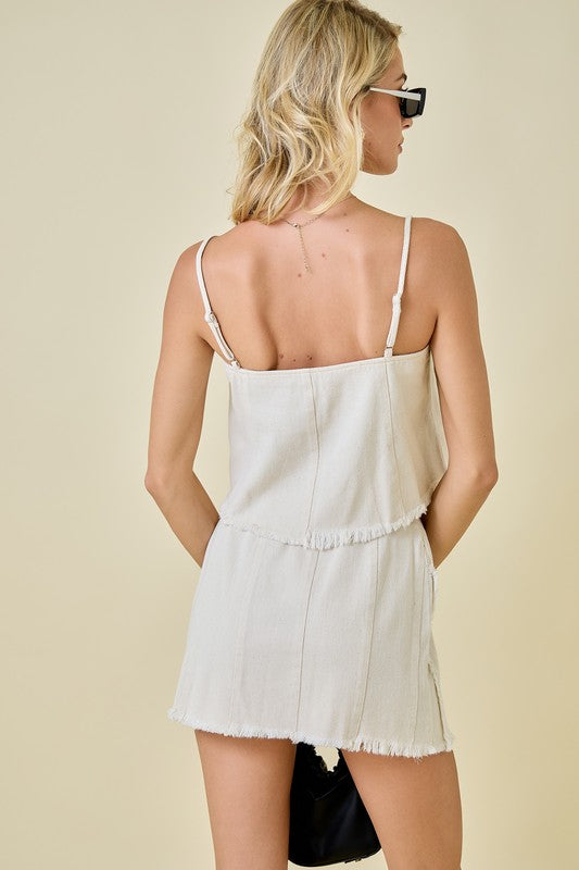 IVORY DENIM SKIRT SET