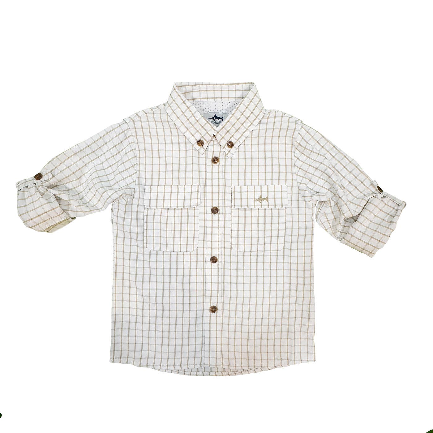FLAGLER FISHING SHIRT: WHITE/KHAKI