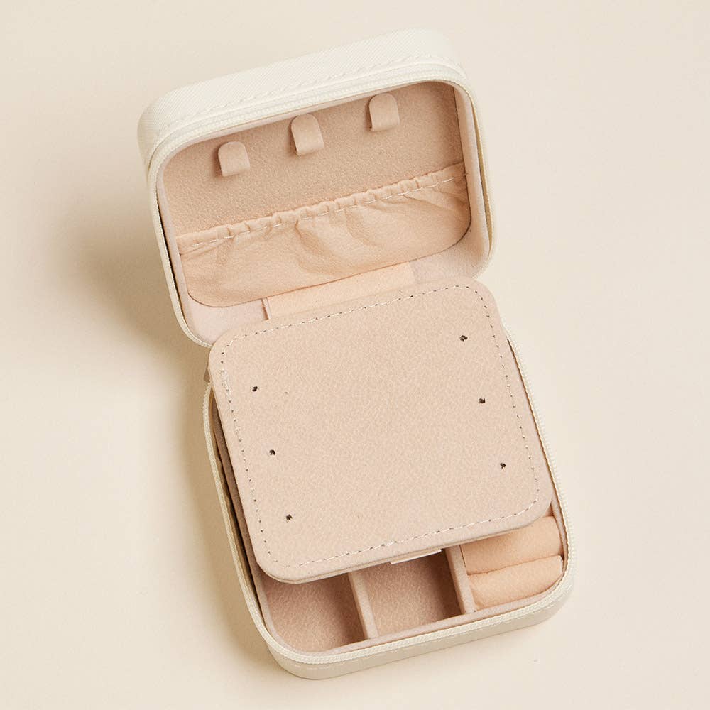 SQUARE JEWELRY BOX: IVORY PINK BOW