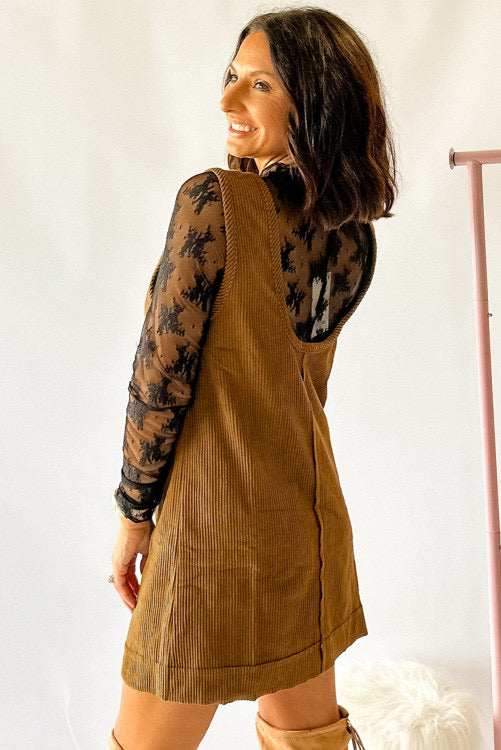 CORDUROY SLEEVELESS DRESS: KHAKI