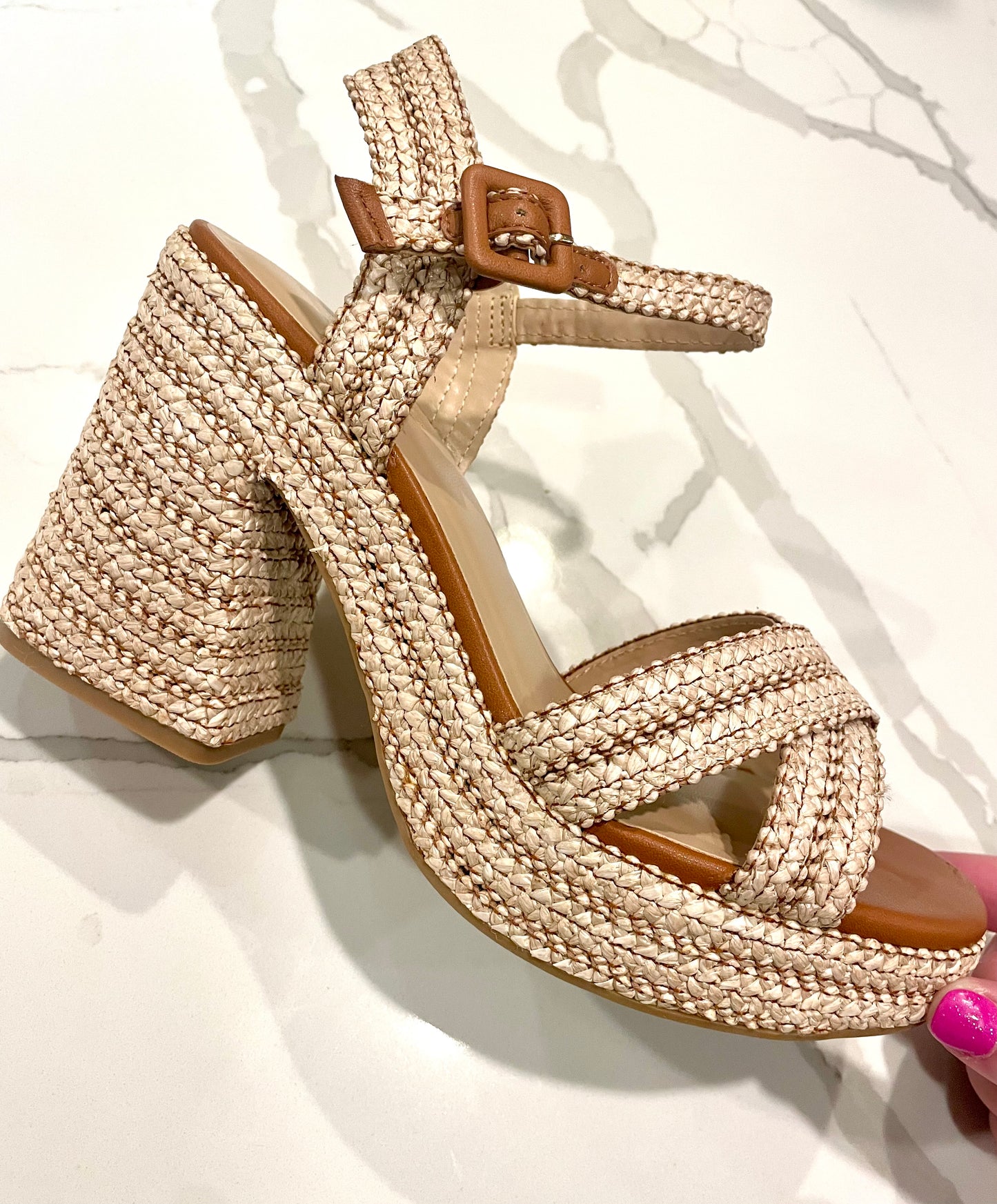 RAFFIA PLATFORM HEELS