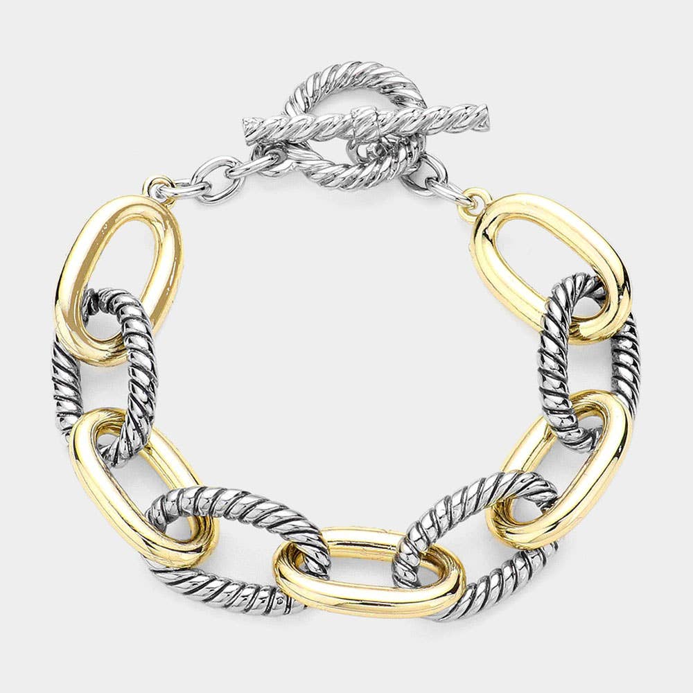 CABLE LINK TOGGLE BRACELET: SILVER