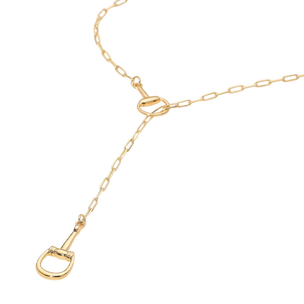 HORSEBIT PAPERCLIP CHAIN NECKLACE: GOLD