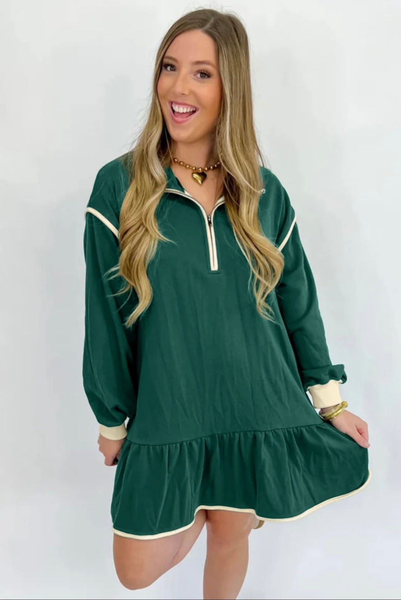 GREEN ZIPPER DRESS