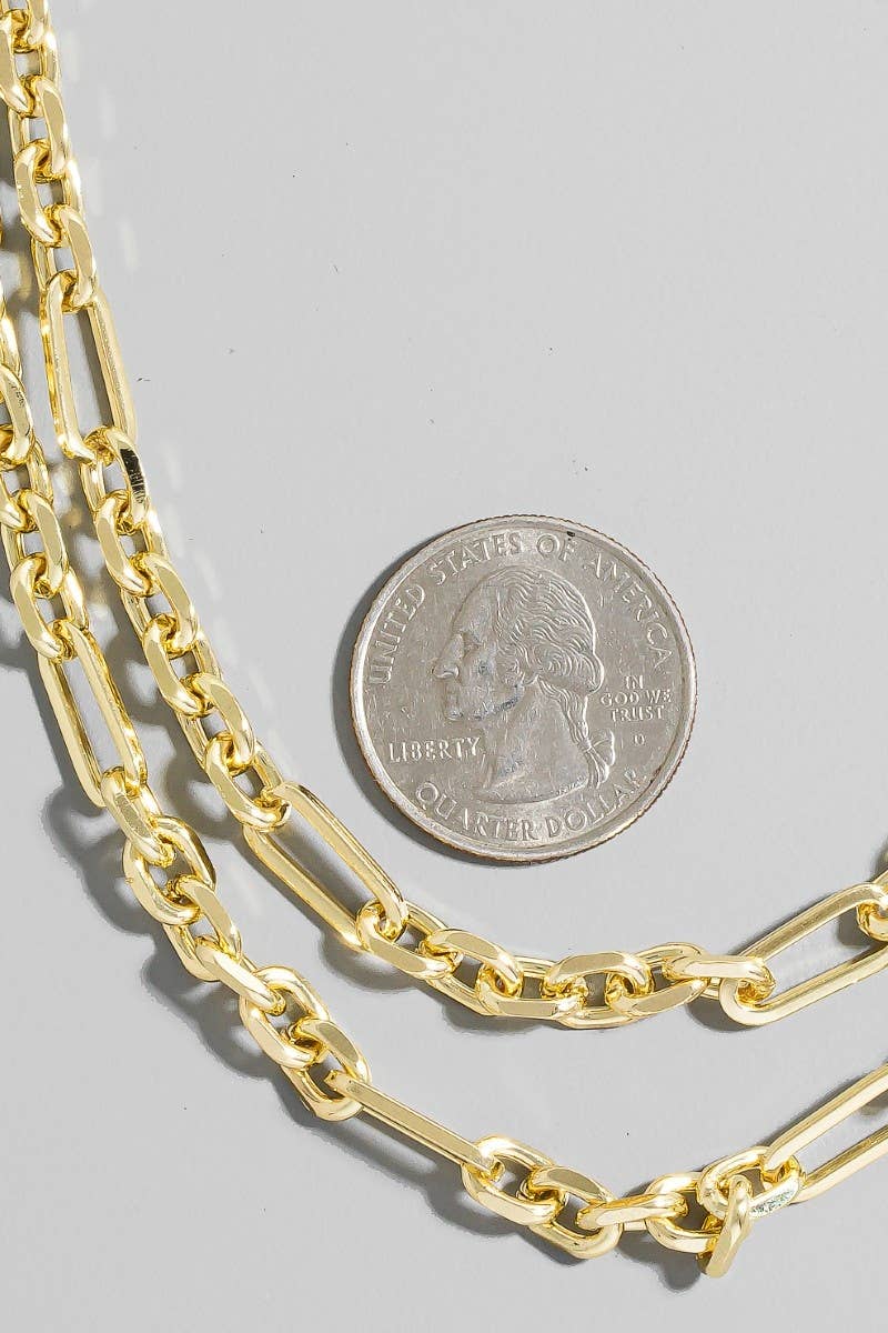 LAYERED MIX CHAIN NECKLACE: GOLD