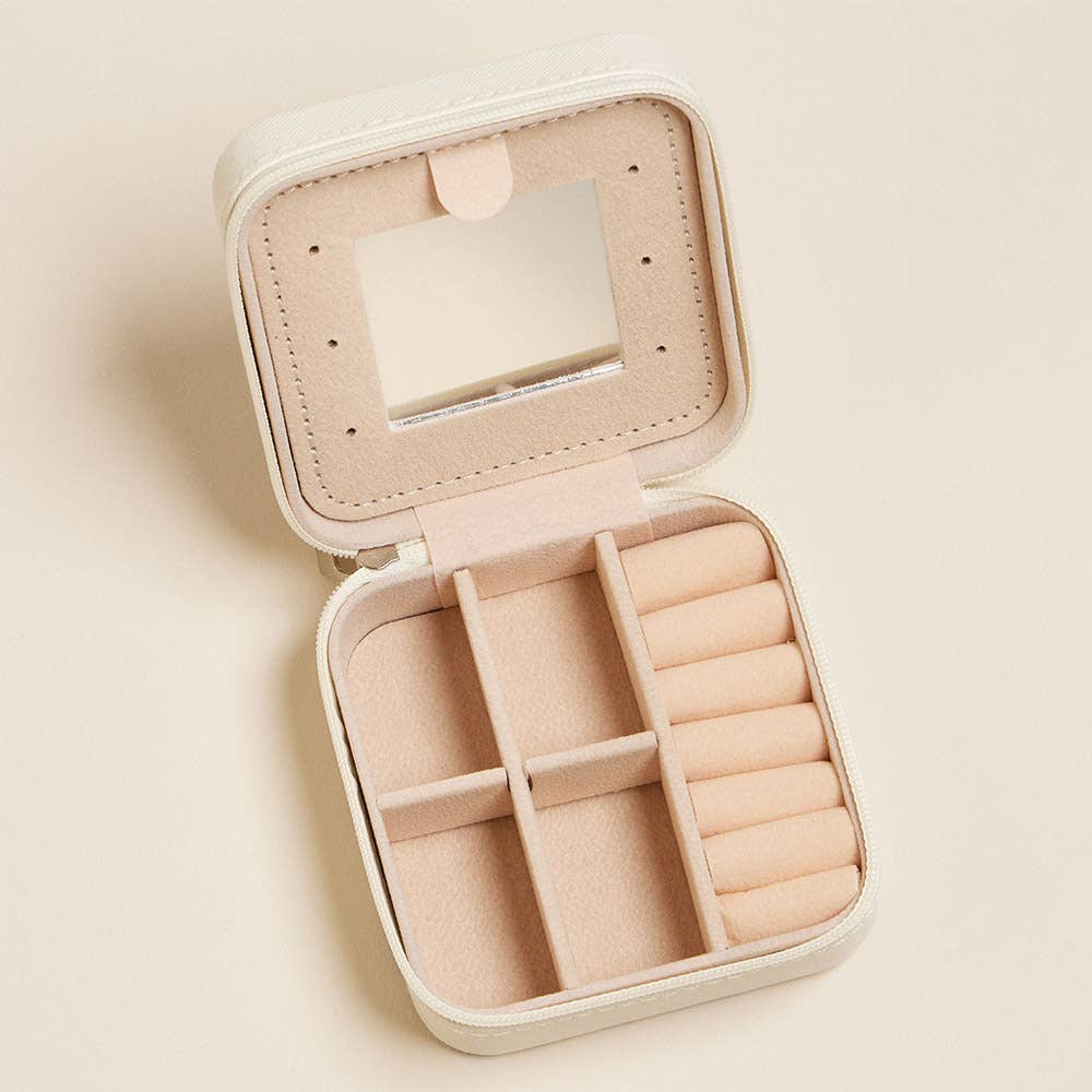SQUARE JEWELRY BOX: IVORY PINK BOW
