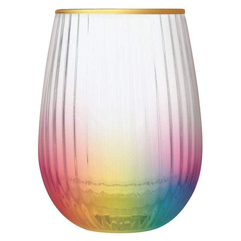 BEVELED STEMLESS GLASS: RAINBOW