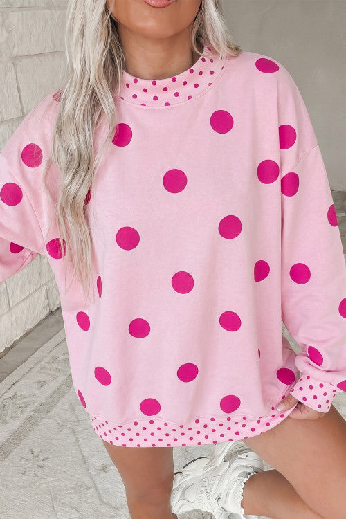 PINK POLKA DOT PULLOVER