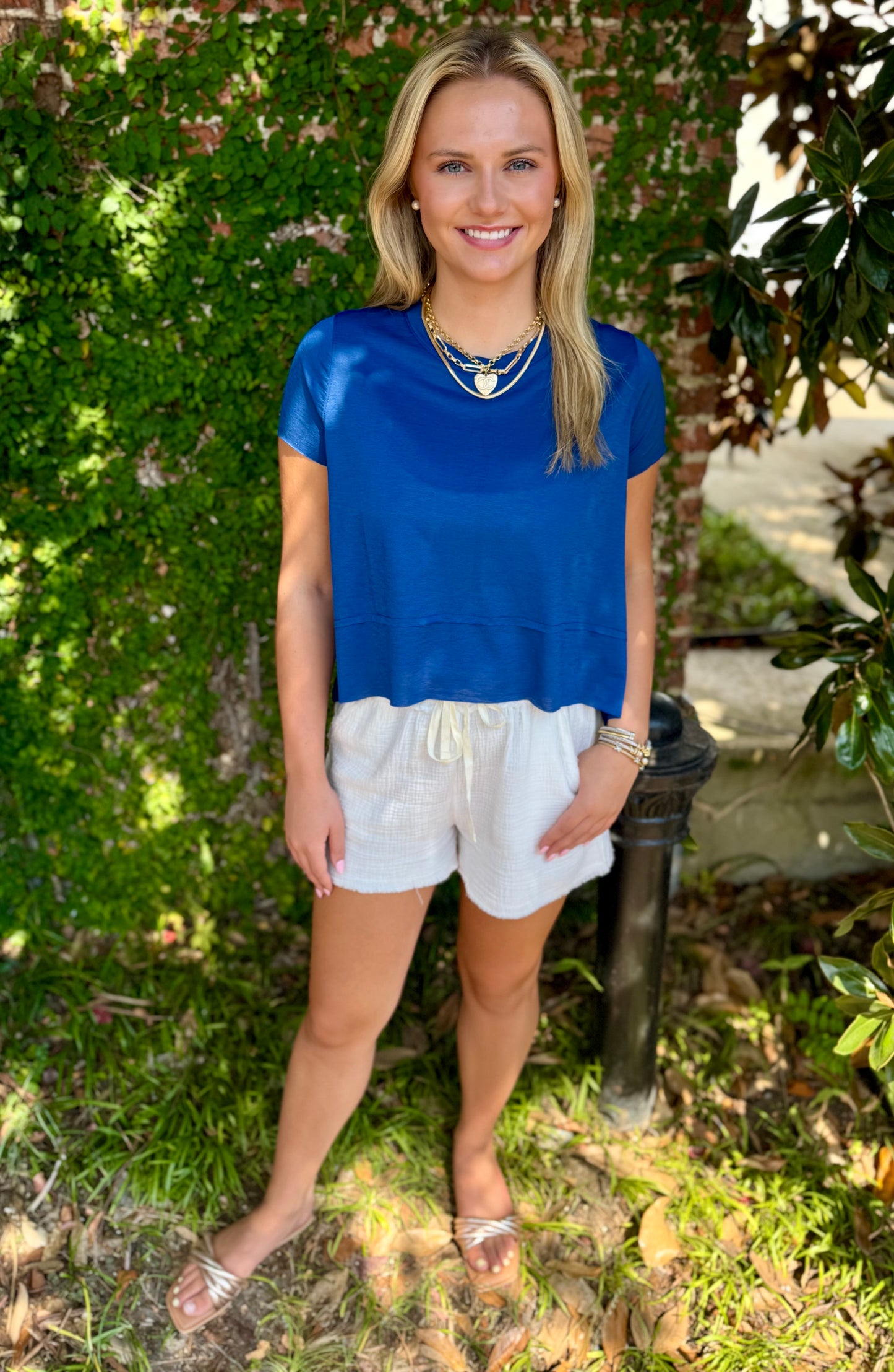 SHARK BITE SIDE SLIT TOP: LT NAVY
