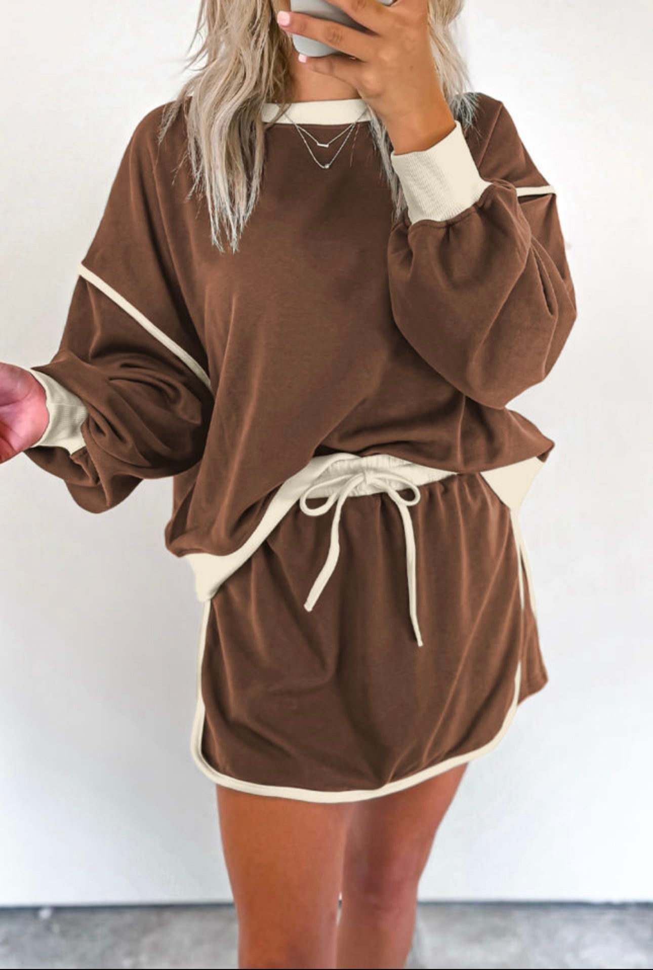 BROWN SKORT SET