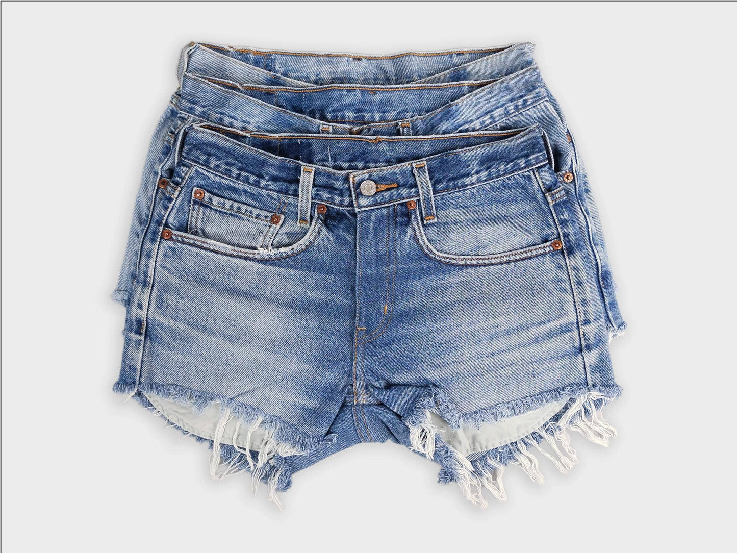 LOW RISE UPCYCLED DENIM SHORTS