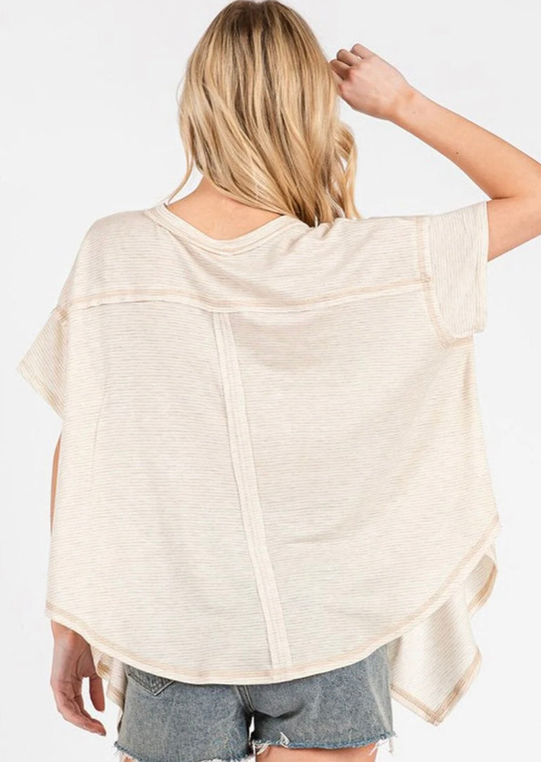 CREAM HI LOW VNECK TUNIC