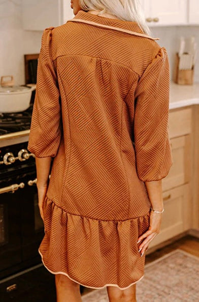 GOLD KNIT TEXTURED DRESS