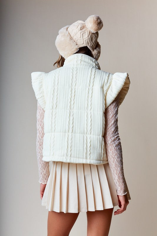 CREAM QUILTED PUFFER VEST