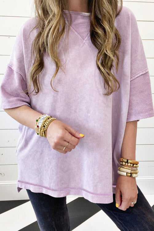 MINERAL WASH HI LOW TOP: LILAC