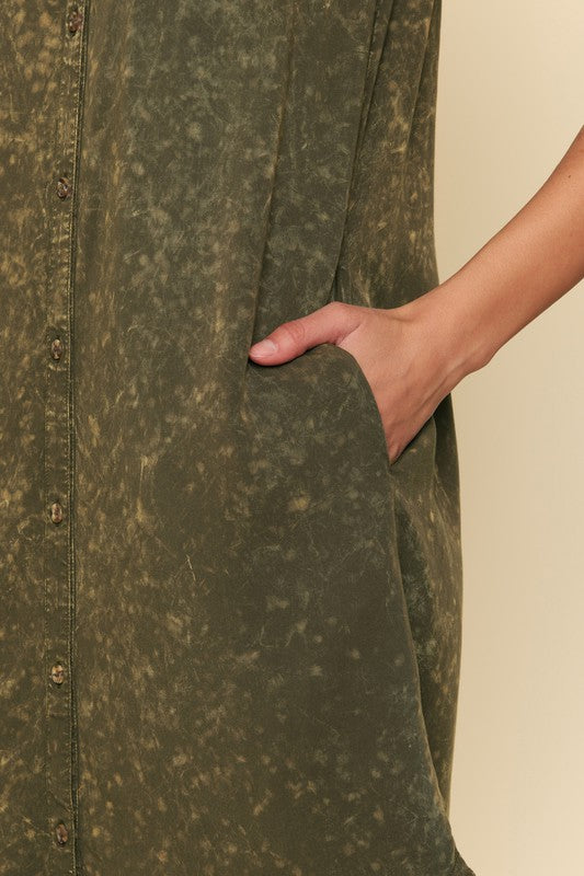 OLIVE FRAY TENCEL DRESS