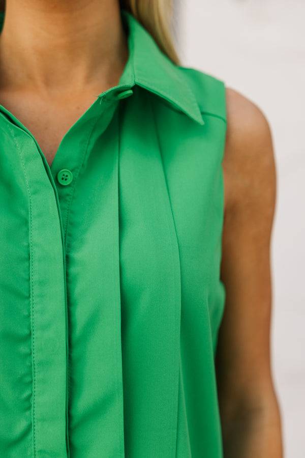 GREEN PLEATED DRESS