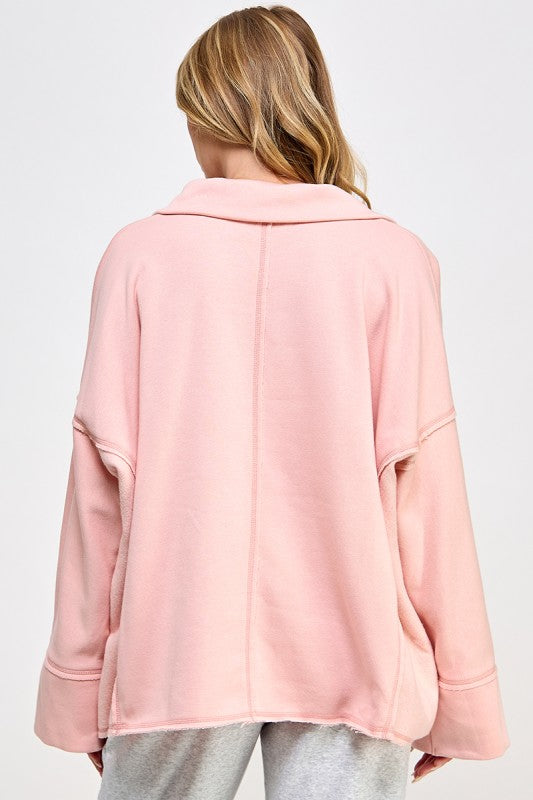 BLUSH VNECK DOLMAN SLEEVE PULLOVER