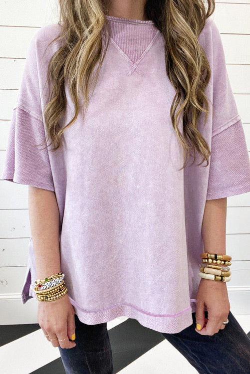 MINERAL WASH HI LOW TOP: LILAC