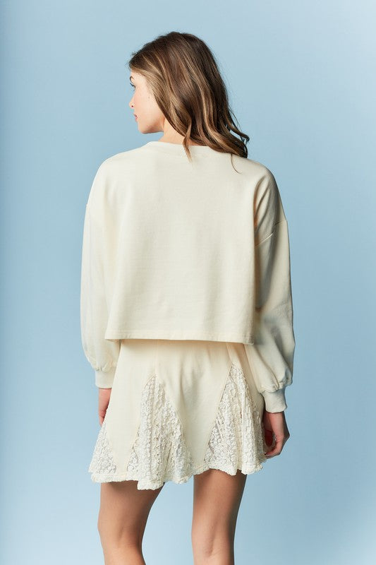 CREAM LACE SKIRT SET