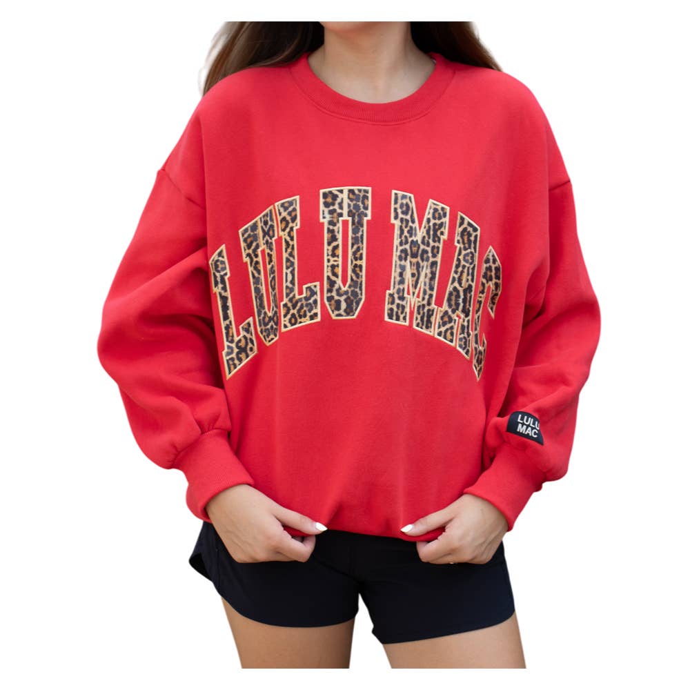 LULU MAC PULLOVER: RED LEOPARD