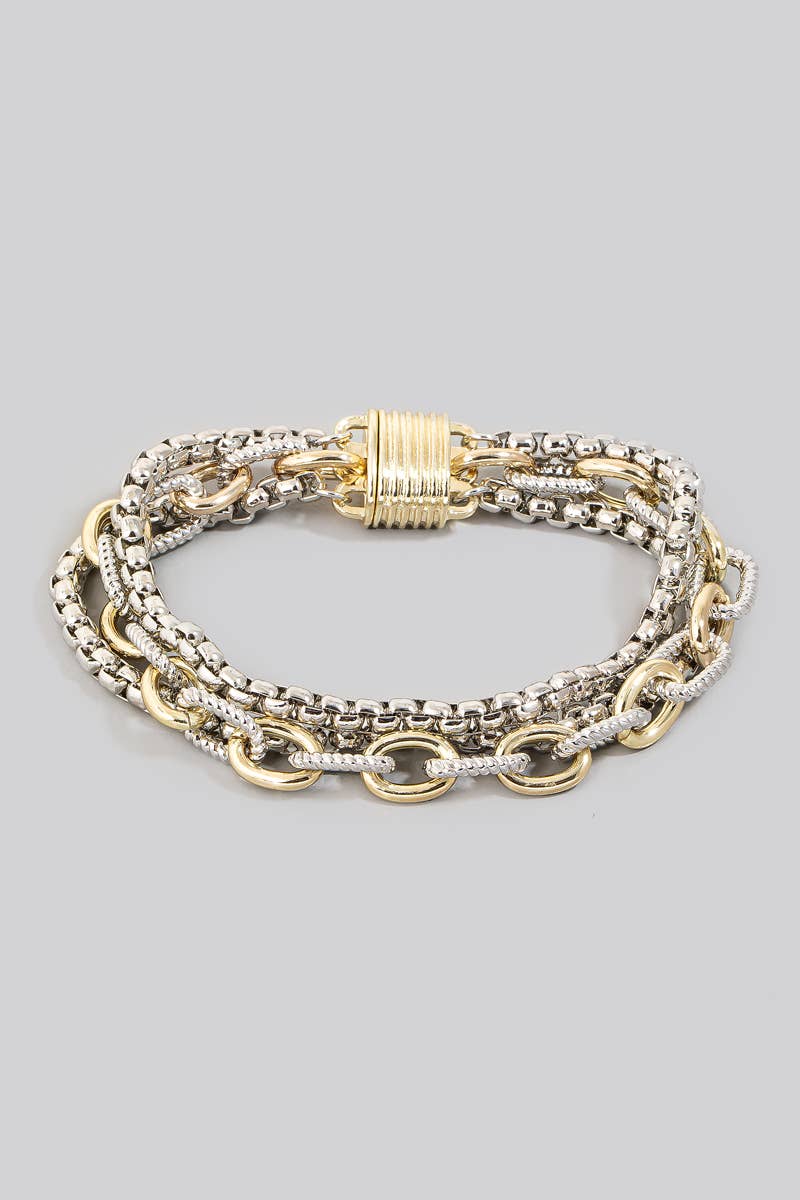 MAGNETIC LOCK TWO TONE BRACELET