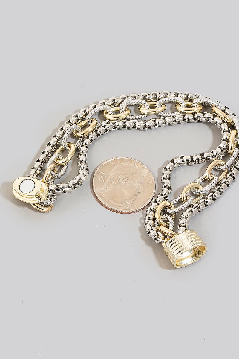 MAGNETIC LOCK TWO TONE BRACELET