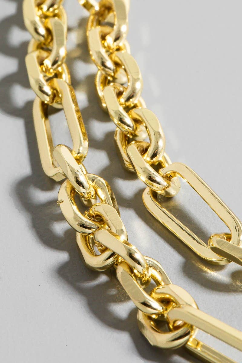 LAYERED MIX CHAIN NECKLACE: GOLD
