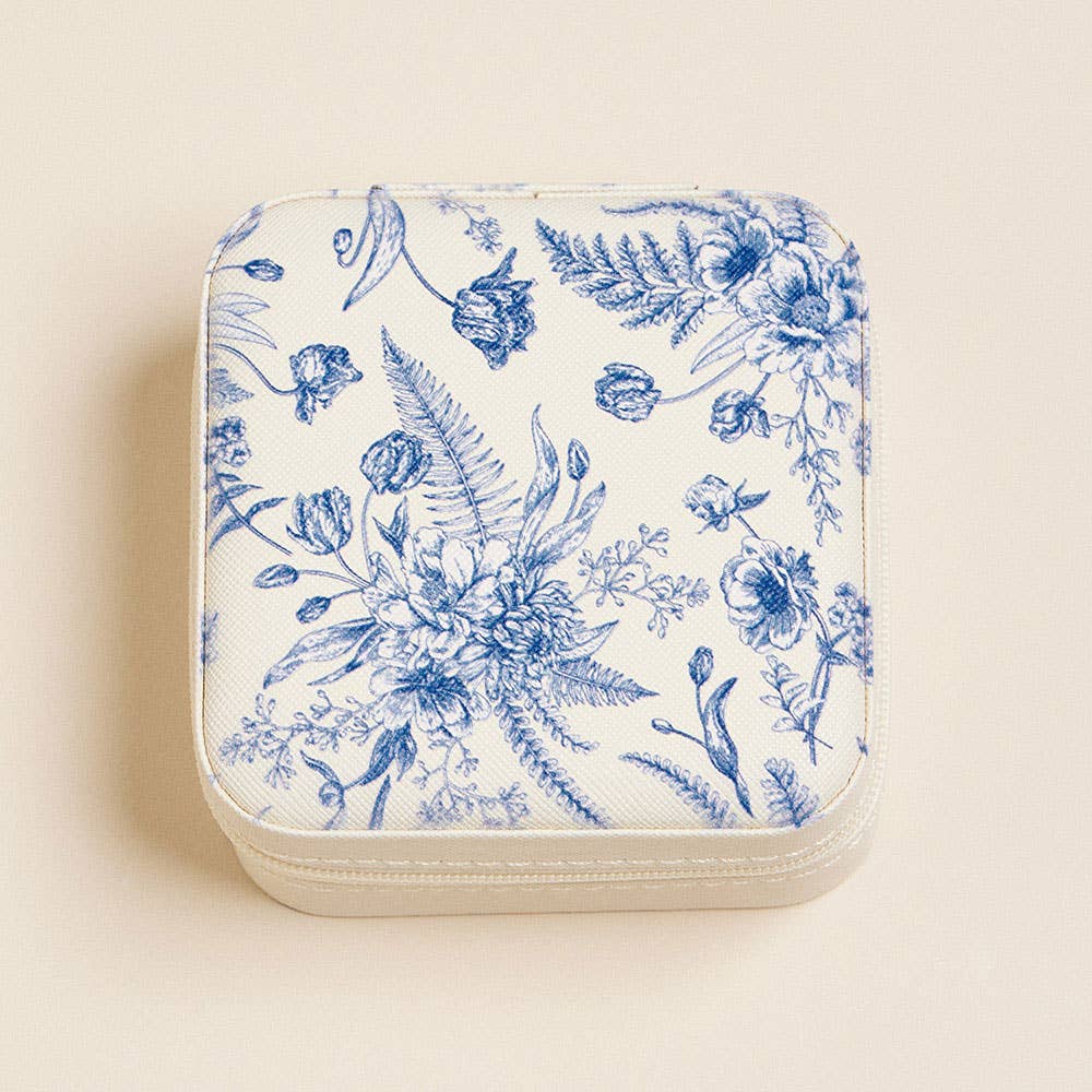 SQUARE JEWELRY BOX: BLUE FLORAL