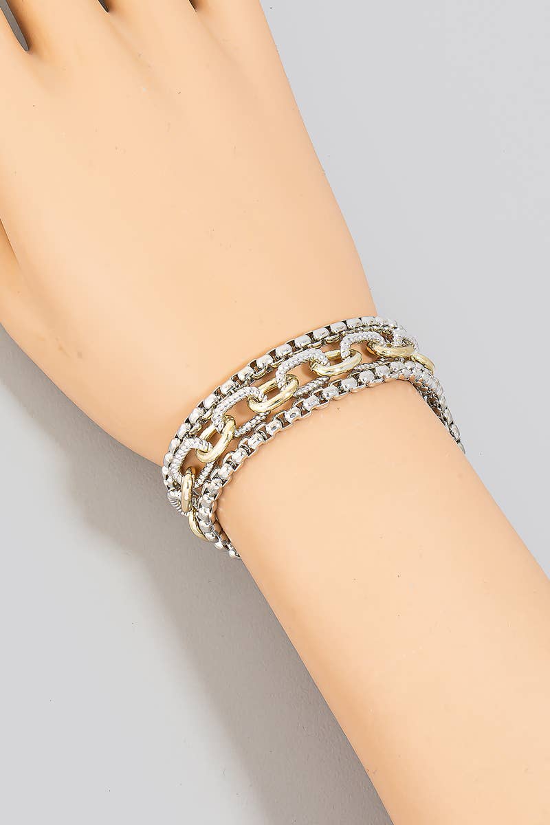 MAGNETIC LOCK TWO TONE BRACELET