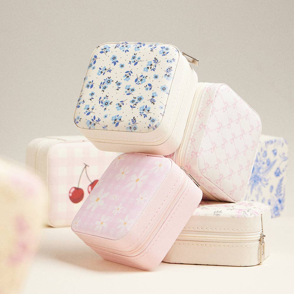 SQUARE JEWELRY BOX: IVORY PINK BOW