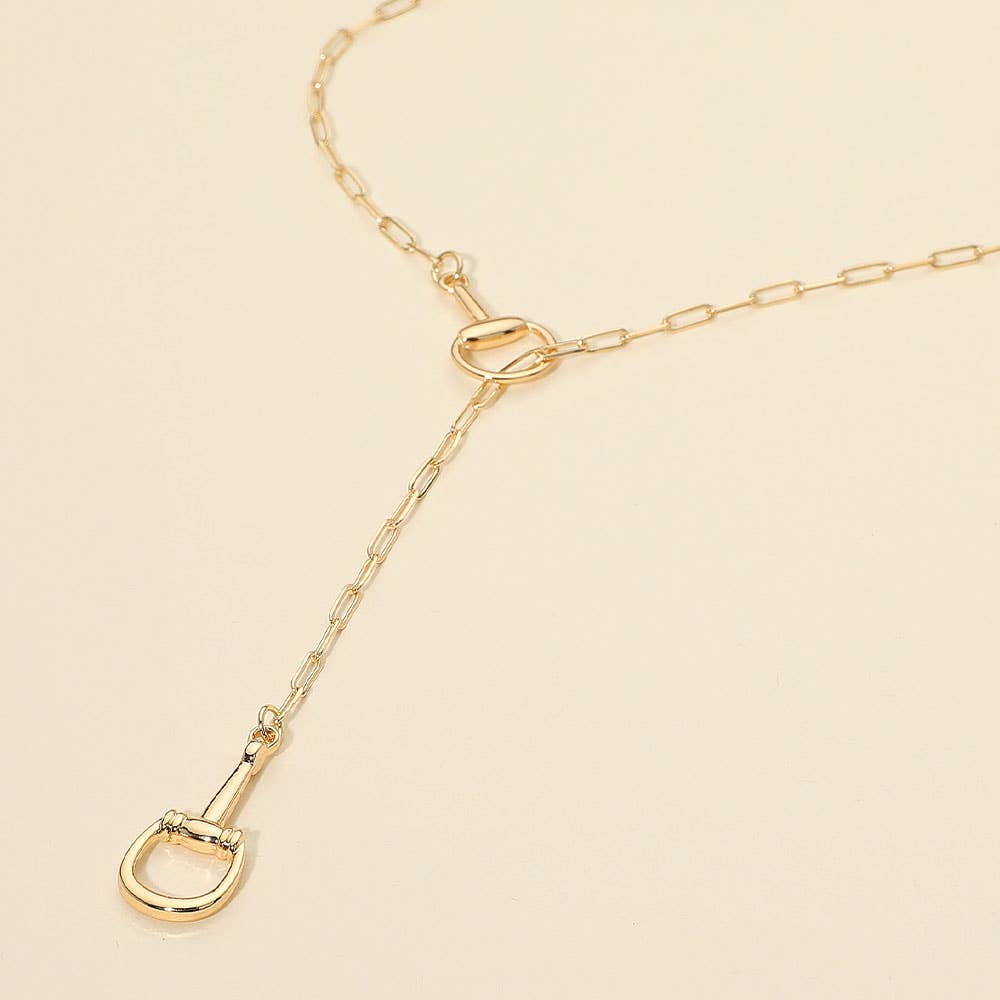 HORSEBIT PAPERCLIP CHAIN NECKLACE: GOLD