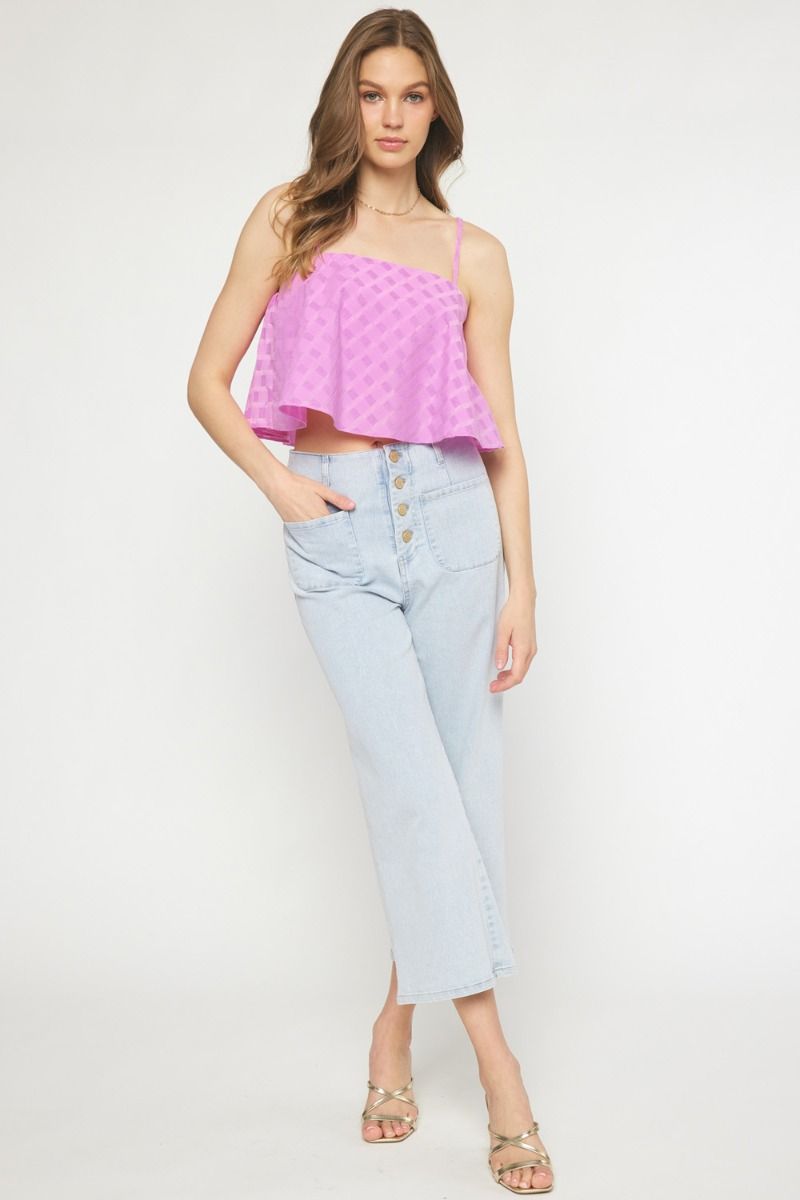 CHECKED CROP TANK: PINK