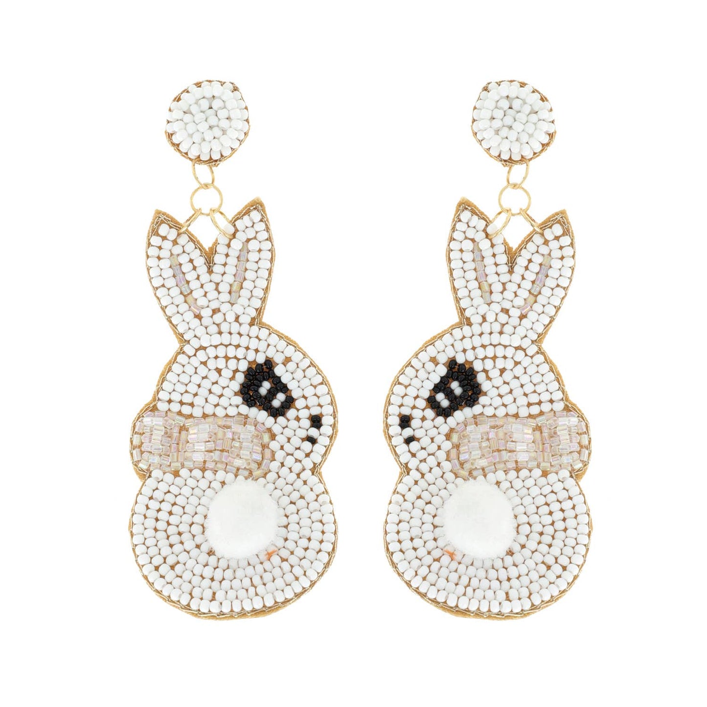 BEADED BUNNY EARRING- WHITE