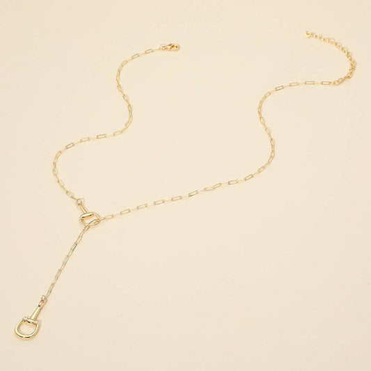 HORSEBIT PAPERCLIP CHAIN NECKLACE: GOLD
