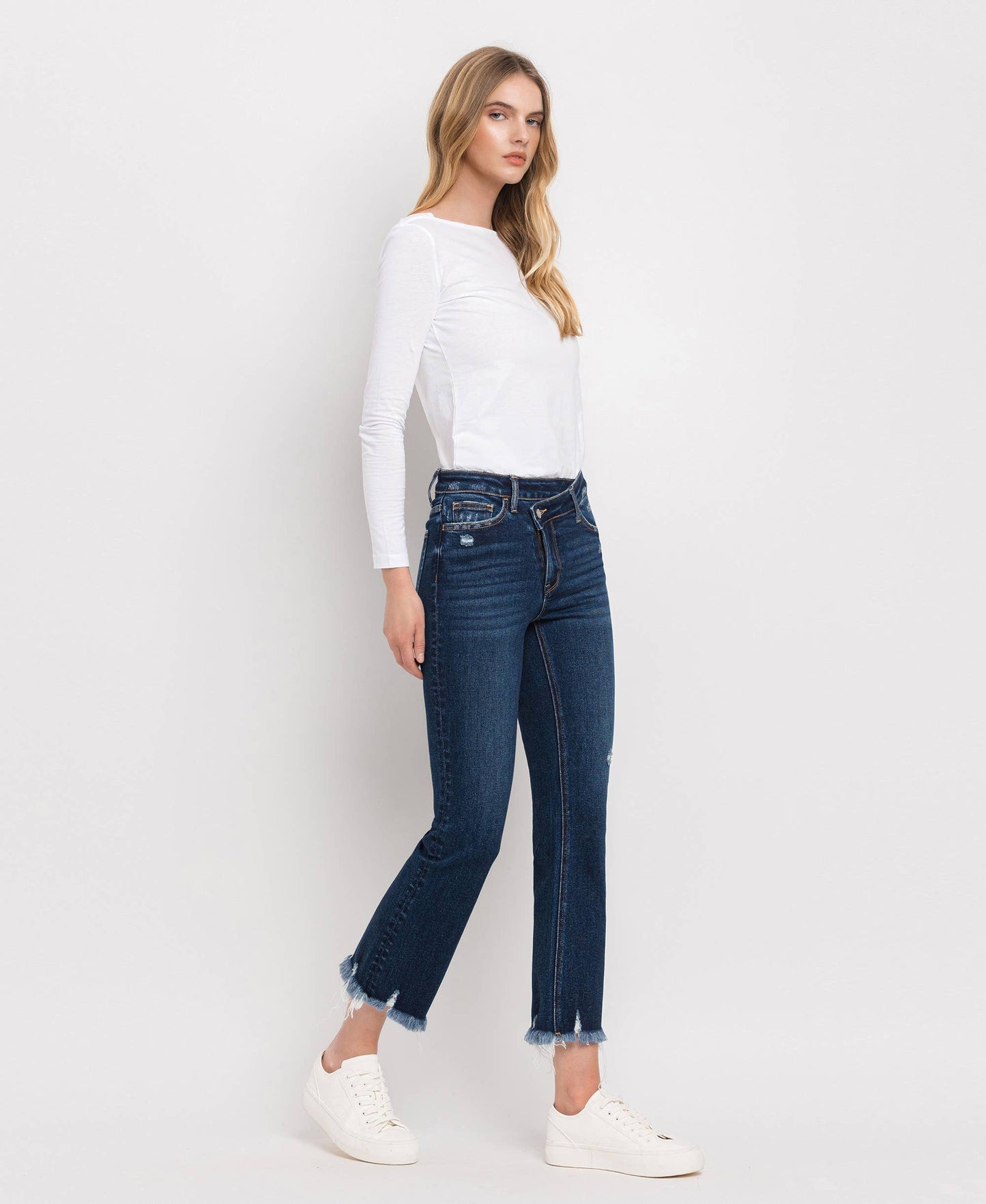 CROSSOVER WAISTBAND KICK FLARE JEANS