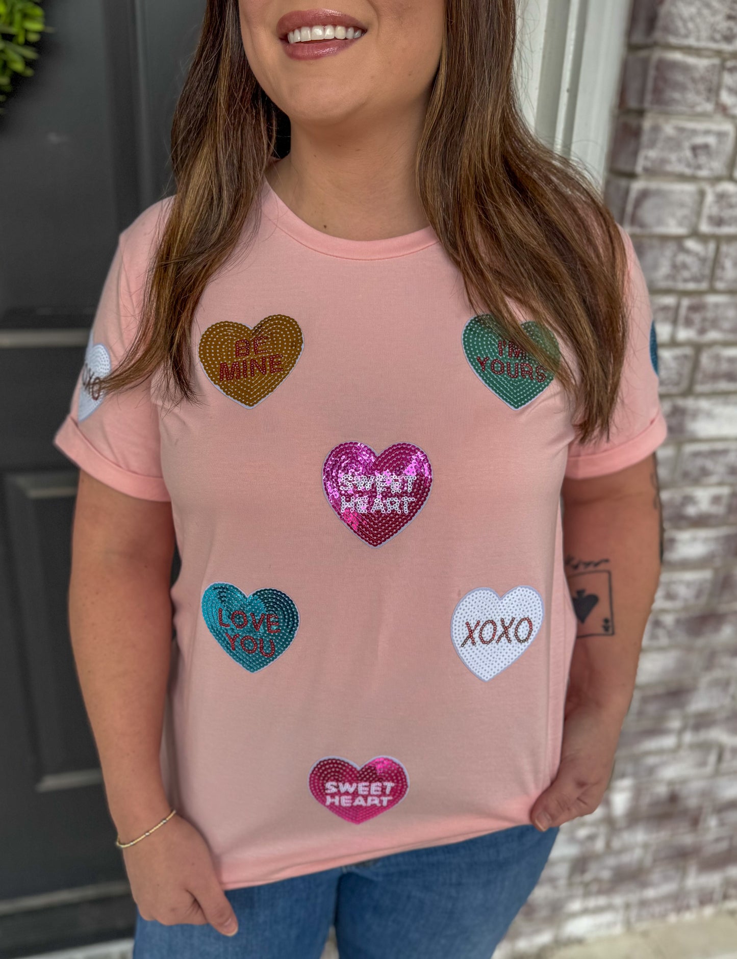 SEQUIN CANDY HEART TEE