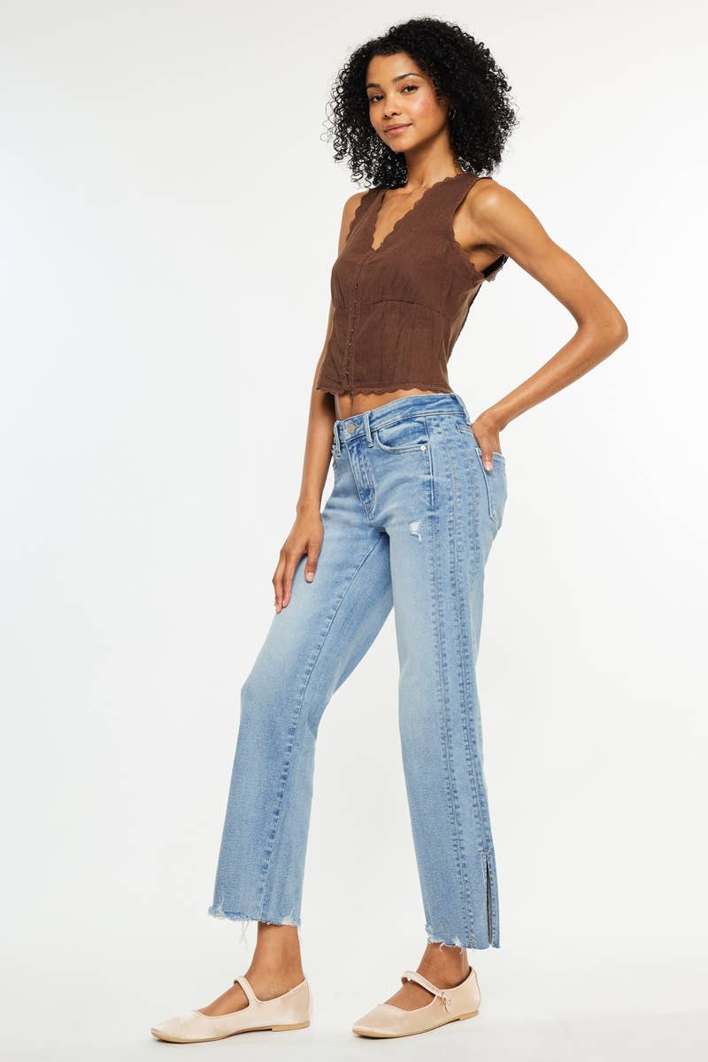 WOMENS KANCAN MID RISE STRAIGHT LEG JEANS