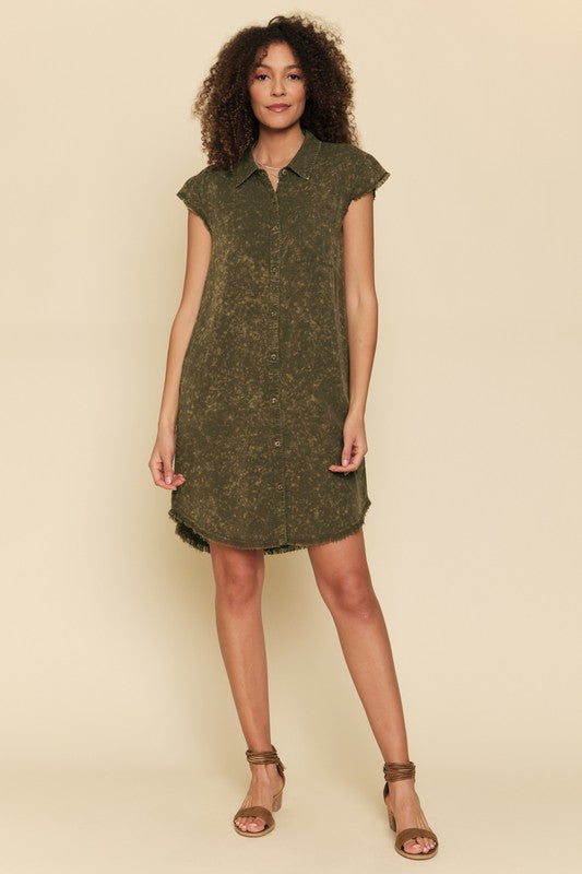 OLIVE FRAY TENCEL DRESS