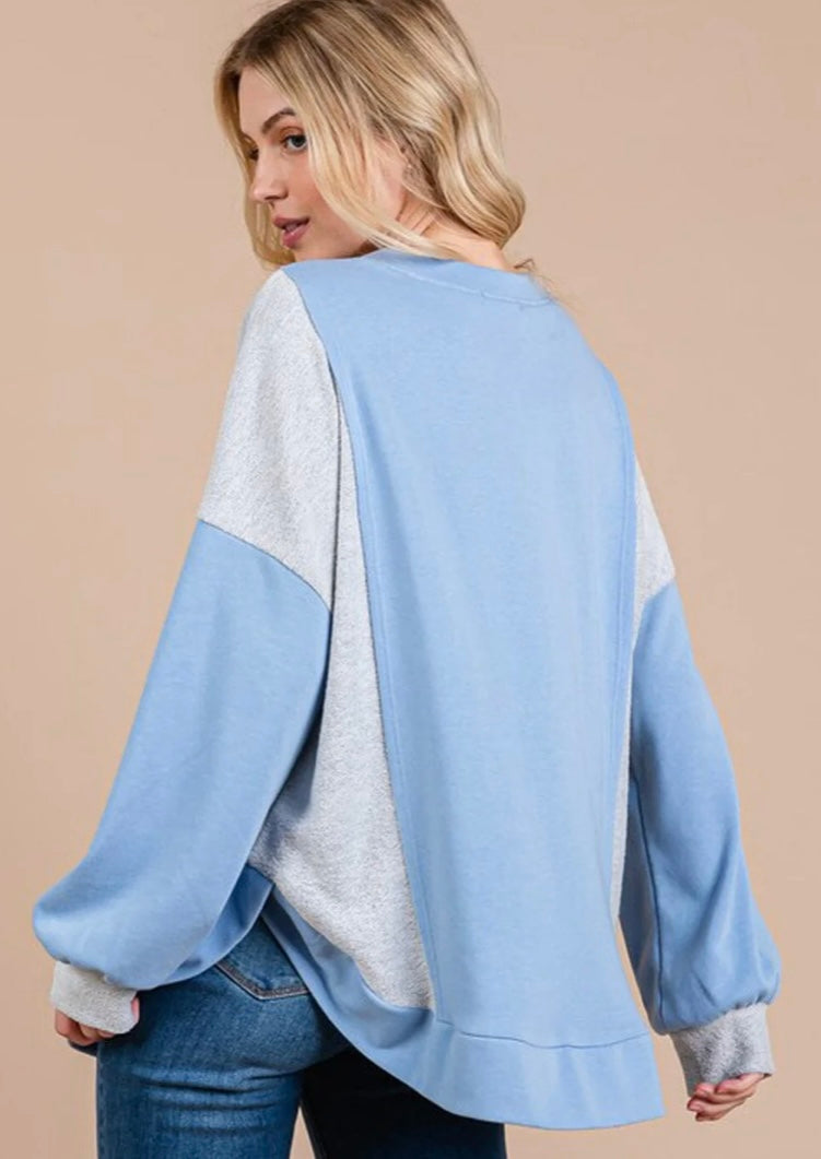 SKY BLUE TWO TONE PULLOVER
