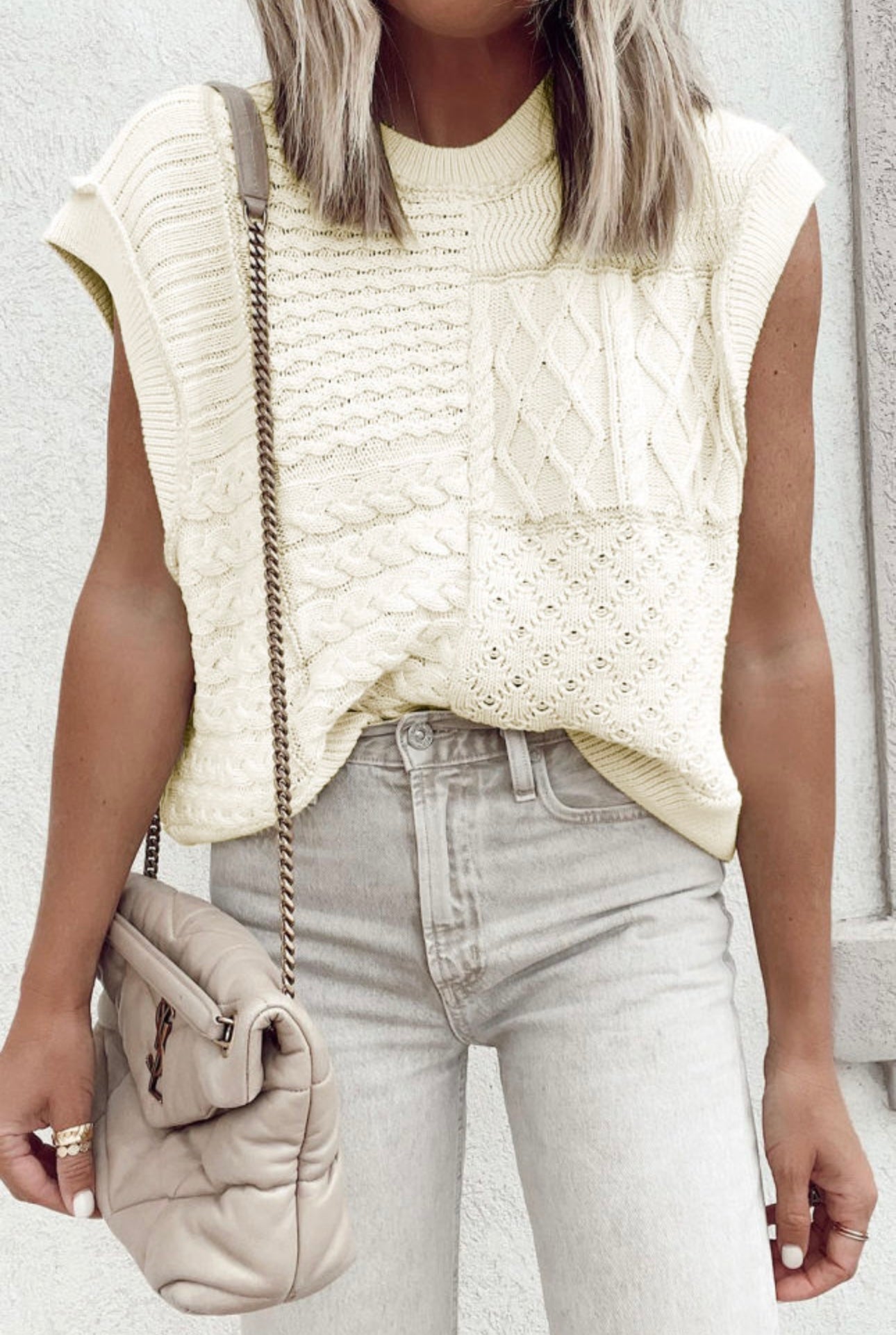 WHITE KNIT SWEATER TANK