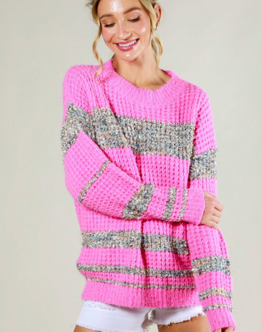 PINK SILVER METALLIC SWEATER