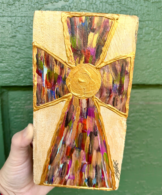 MULTICOLOR CROSS WOOD BLOCK