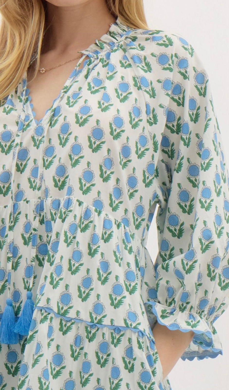 BLUE/GREEN FLORAL DRESS