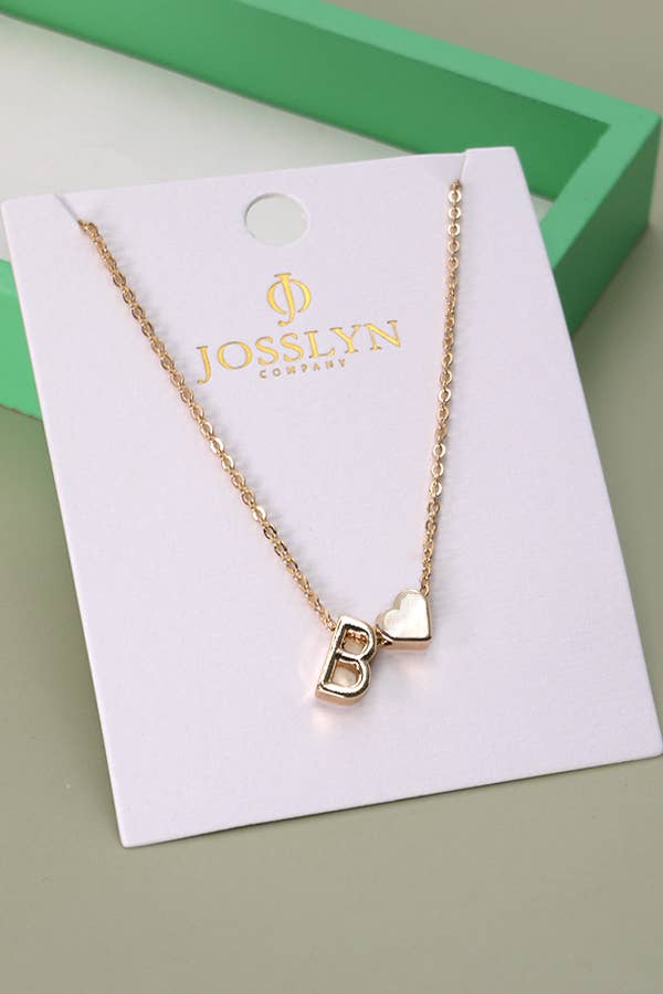 BRASS MONOGRAM HEART CHARM NECKLACE